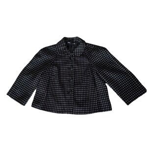 Briggs New York Womens Acrylic Wool Lined Jacket Sz 10P Button Black White Check